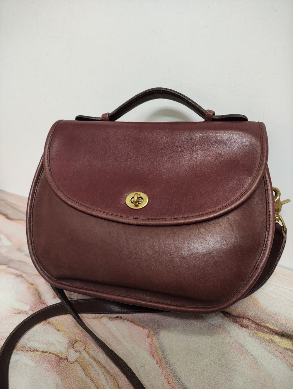 Vintage Coach 9865 Large Plaza Bag Burgundy READ - Picture 4 of 17